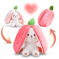 Reversible Strawberry Bunny Plush Toy Soft Polyester Kids Easter Basket Stuffer Gift Birthday Surprise for Girls and Boys