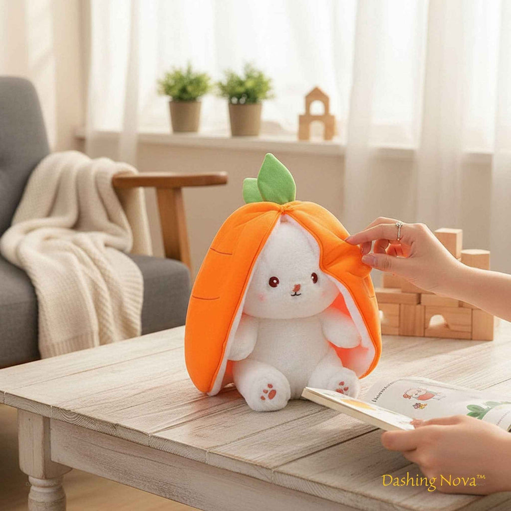 Reversible Strawberry Bunny Plush Toy Soft Polyester Kids Easter Basket Stuffer Gift Birthday Surprise for Girls and Boys