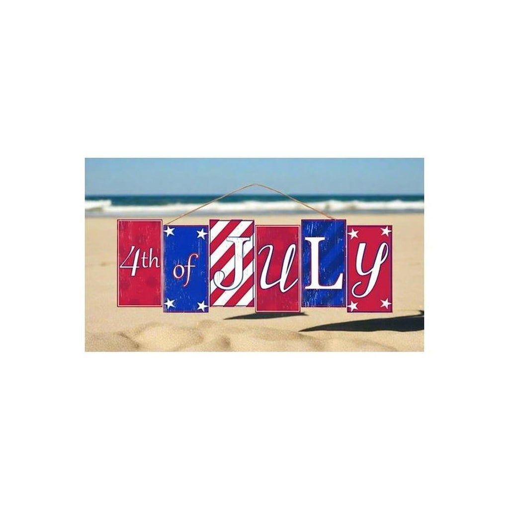 14" Wooden Block Sign: Happy 4th of July