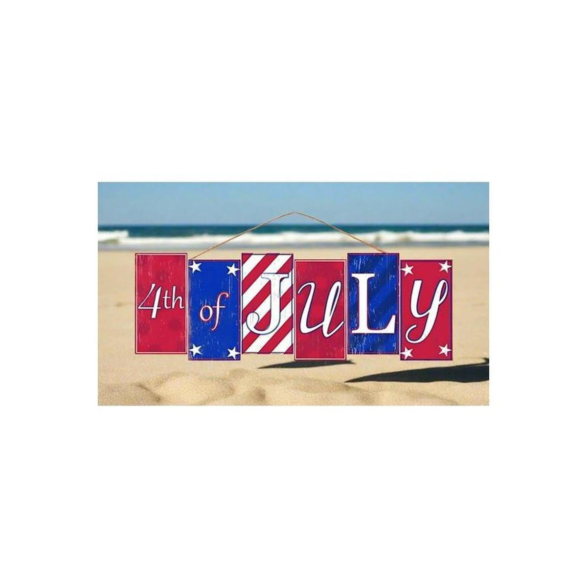 14" Wooden Block Sign: Happy 4th of July