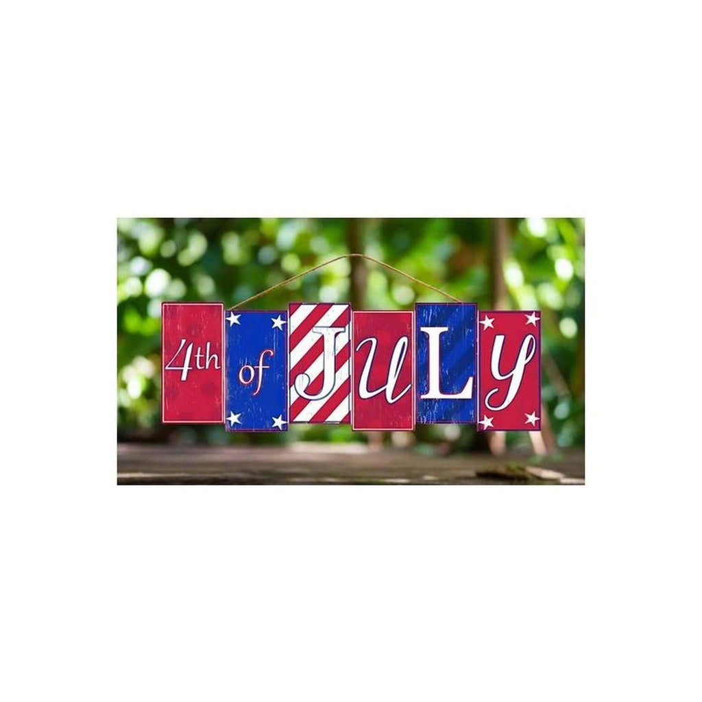 14" Wooden Block Sign: Happy 4th of July