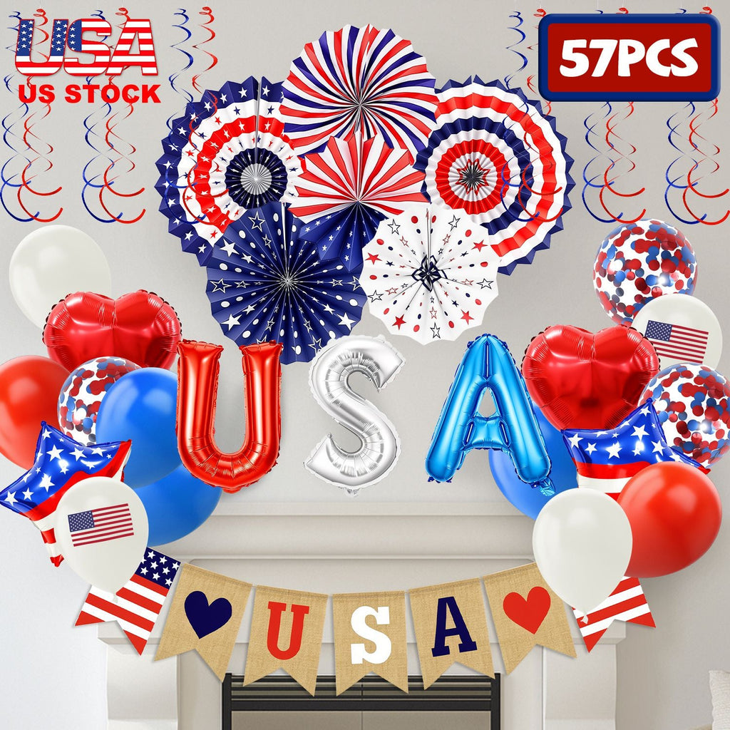 4th of July Decorations Set - 57 Piece Patriotic Party Kit