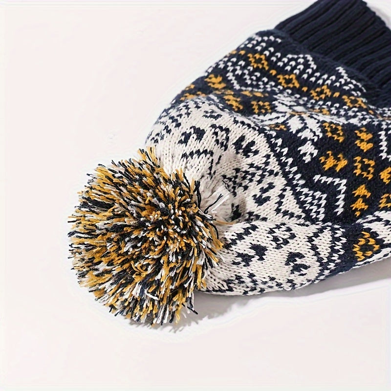 1-Piece Autumn & Winter Children's Warm Set – Cute Snowflake Knitted Hat, Scarf & Gloves for Baby