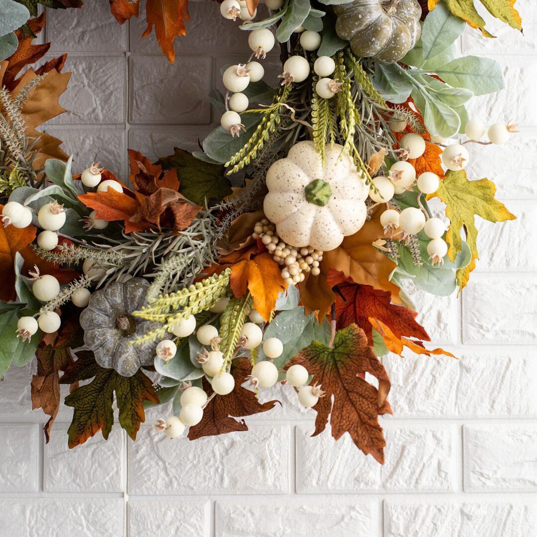 Autumn Pumpkin Frost Leaf Garland Home Decor