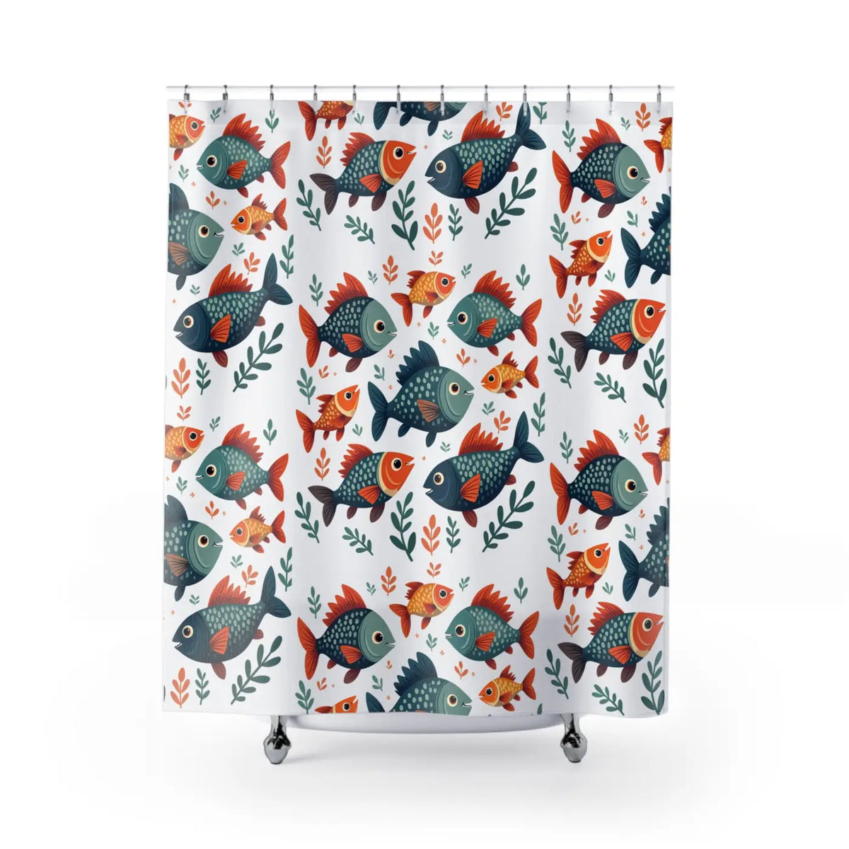 DipaliZ Fish Shower Curtain Underwater Oasis Colorful Fabric