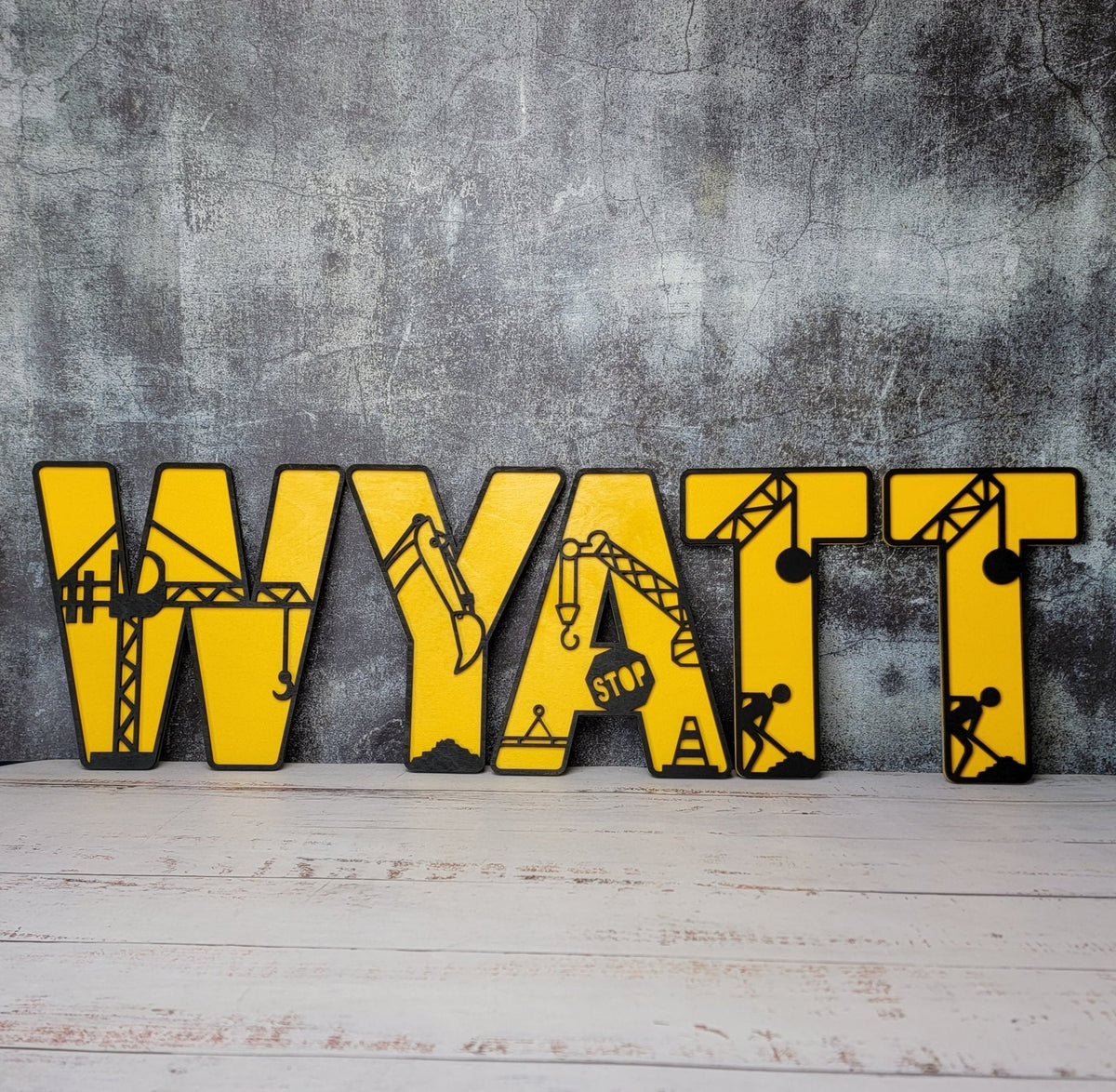 Construction Theme Name Letters – Kids Nursery & Boys Room Wall Decor