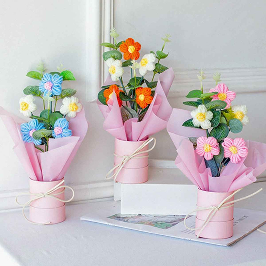 Crochet Daisy Flower Bouquet – Knit Floral Home Decor