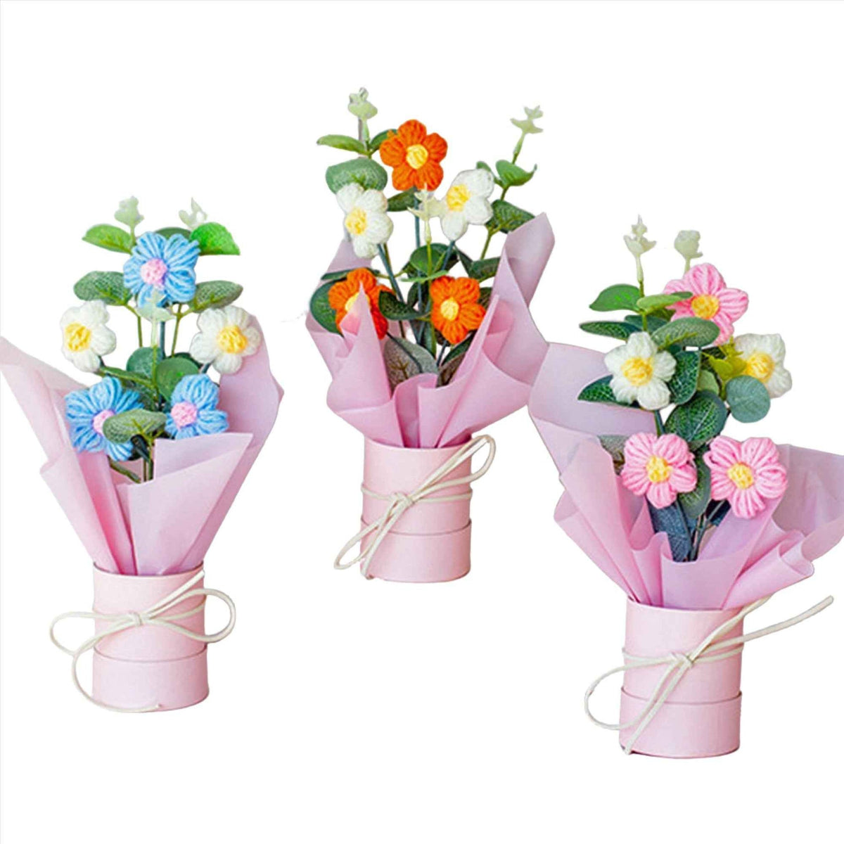 Crochet Daisy Flower Bouquet – Knit Floral Home Decor