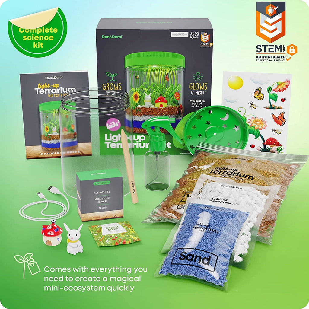 Light-Up Terrarium STEM Science Kit – Build & Grow Your Own Illuminated Mini Garden