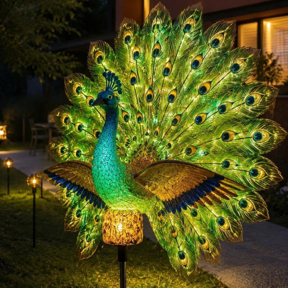 Cross-border New Product Solar Peacock Garden Sculpture