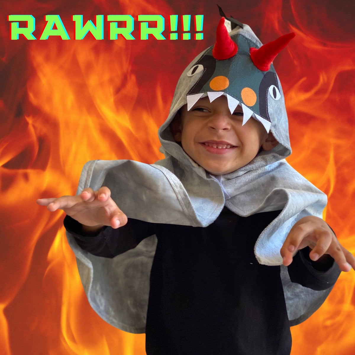 Dragon Dinosaur Monster Toddler Cape Costume, Kids Dino Cape Costume