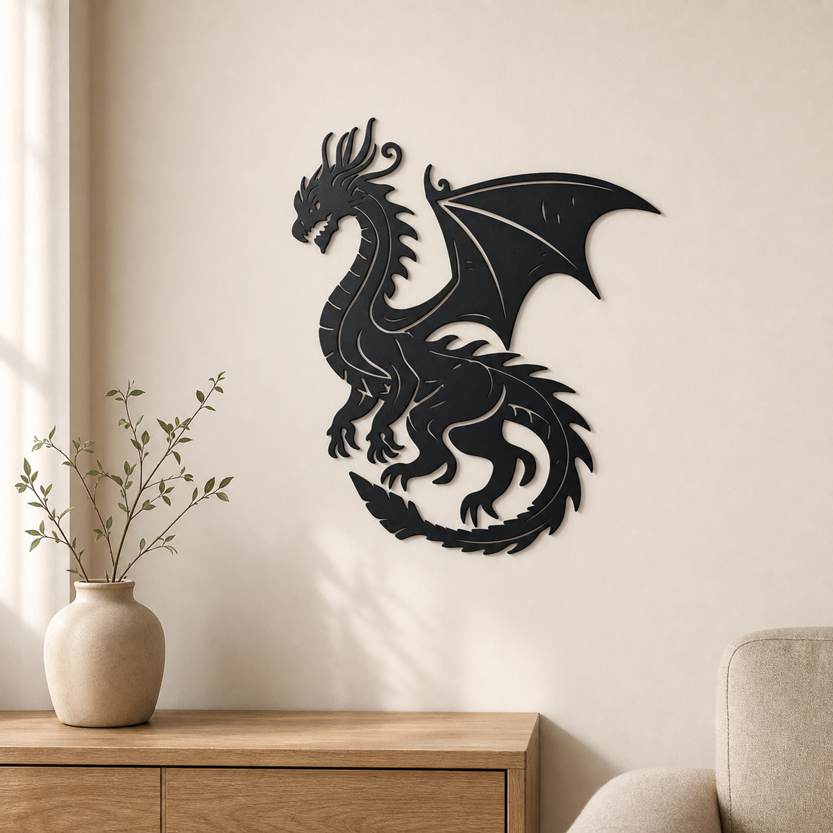 Dragon Wall Art — Winged Dragon Silhouette | 2 Sizes