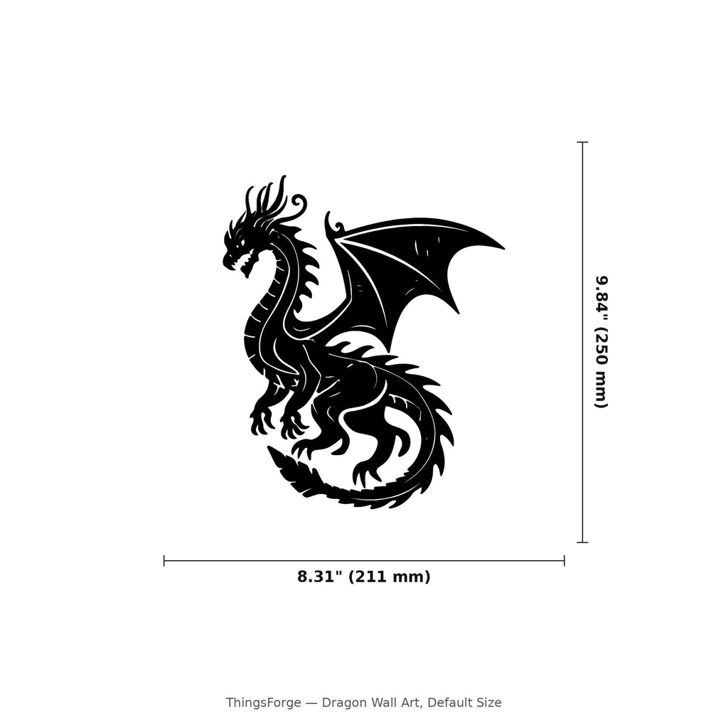 Dragon Wall Art — Winged Dragon Silhouette | 2 Sizes