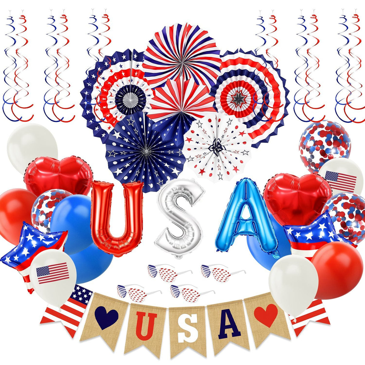 4th of July Decorations Set - 57 Piece Patriotic Party Kit