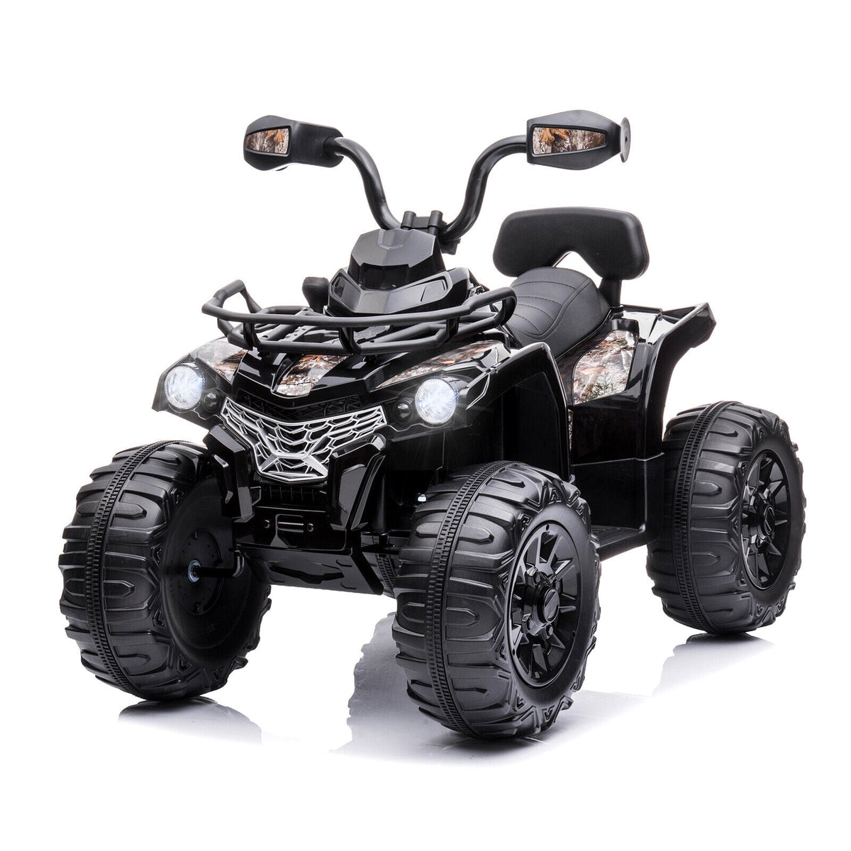 Electric Kids ATV Ride On Car with Music and LED Lights - Black 4-Wheeler for Outdoor Fun