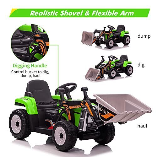 3-Speed Kids Ride-On Excavator with Music and Tractor Design for Outdoor Fun