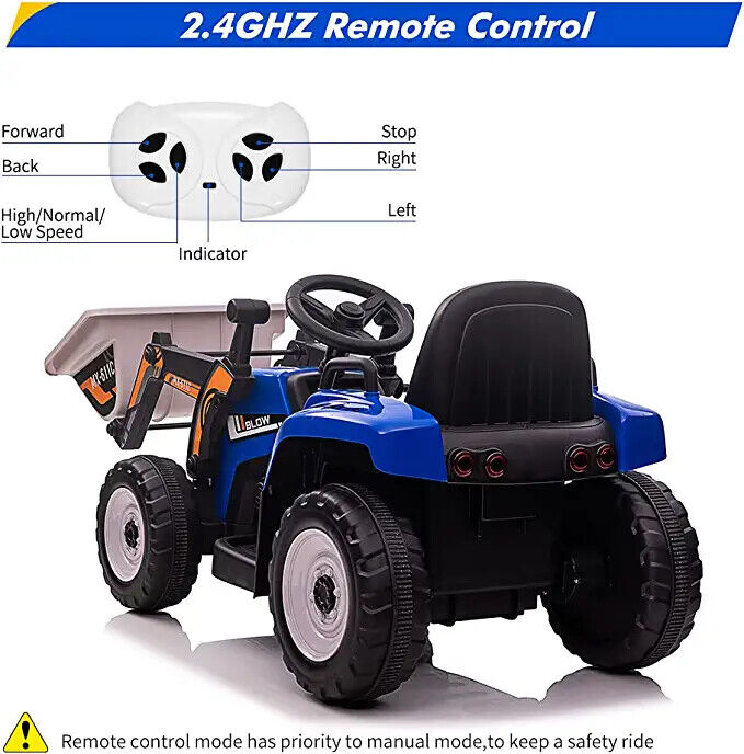 3-Speed Kids Ride-On Excavator with Music and Tractor Design for Outdoor Fun
