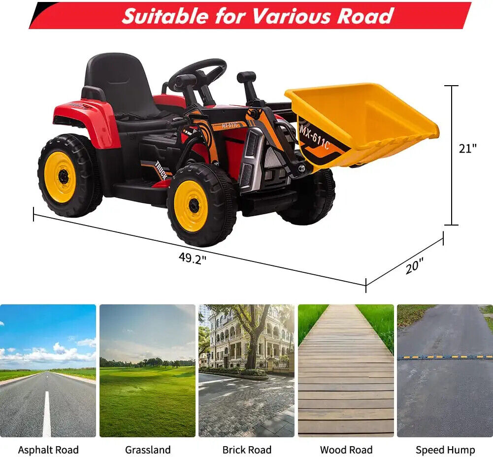 3-Speed Kids Ride-On Excavator with Music and Tractor Design for Outdoor Fun