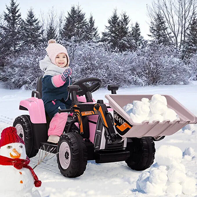 3-Speed Kids Ride-On Excavator with Music and Tractor Design for Outdoor Fun