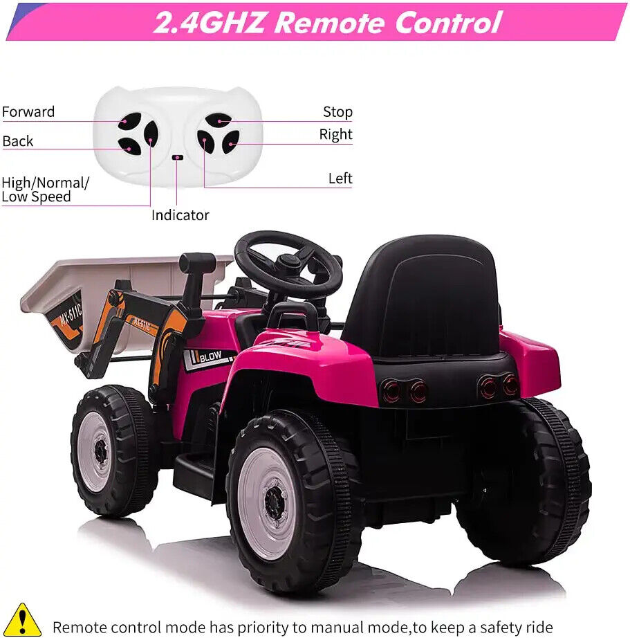 3-Speed Kids Ride-On Excavator with Music and Tractor Design for Outdoor Fun