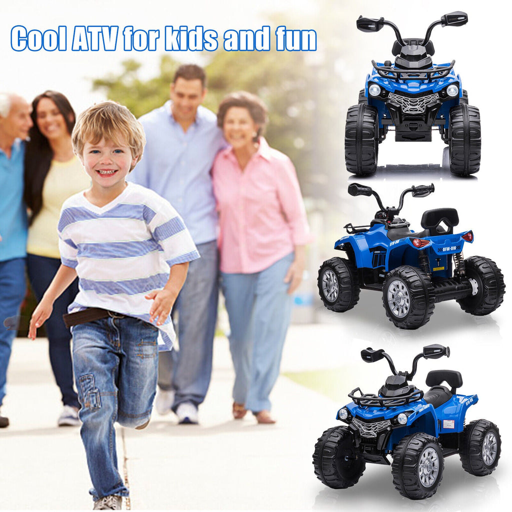 Electric Kids ATV Ride On Car with Music and LED Lights - Black 4-Wheeler for Outdoor Fun