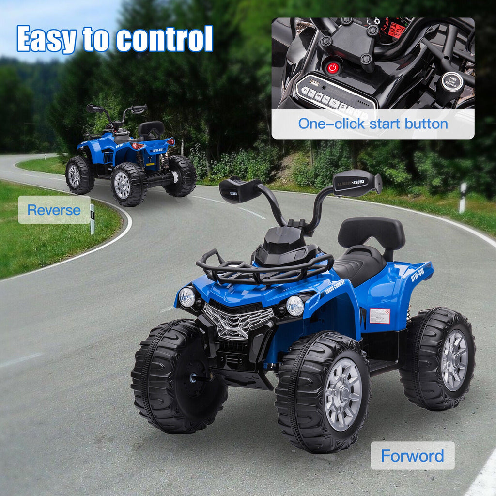 Electric Kids ATV Ride On Car with Music and LED Lights - Black 4-Wheeler for Outdoor Fun
