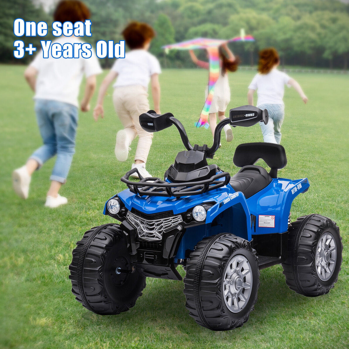 Electric Kids ATV Ride On Car with Music and LED Lights - Black 4-Wheeler for Outdoor Fun