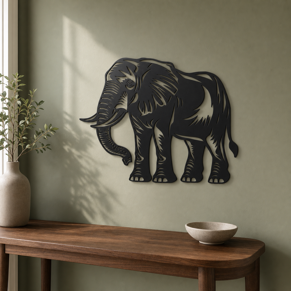 Elephant Wall Art — Safari Animal Silhouette