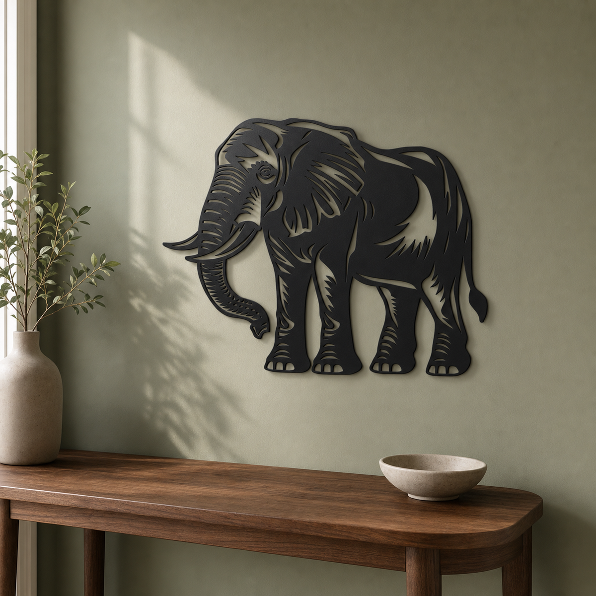 Elephant Wall Art — Safari Animal Silhouette