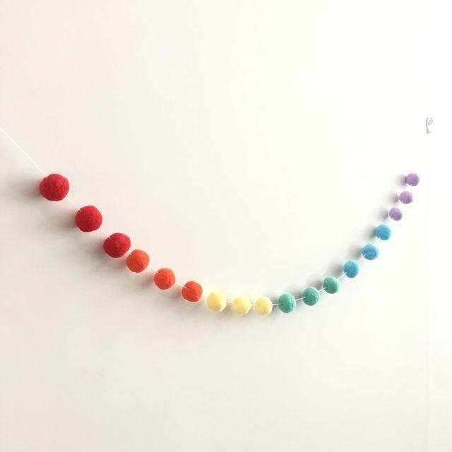 Felt Ball String Ornament Girls Room Decor Hair Ball Hanging Garland Handmade Pendant  For Nursery Decor Garland Pom Nordic Style Kids Decoration For Wall Christmas Tree Decoration
