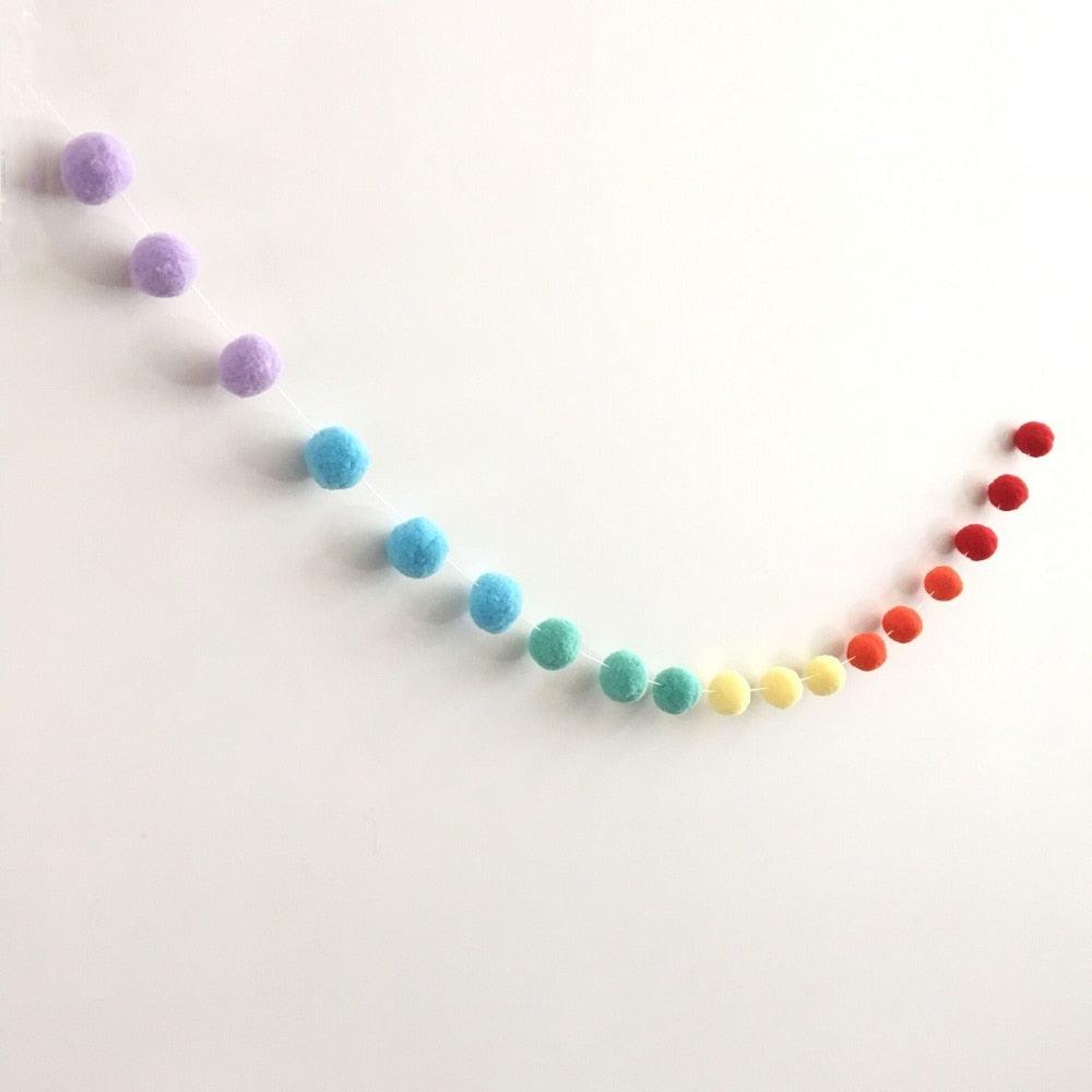 Felt Ball String Ornament Girls Room Decor Hair Ball Hanging Garland Handmade Pendant  For Nursery Decor Garland Pom Nordic Style Kids Decoration For Wall Christmas Tree Decoration