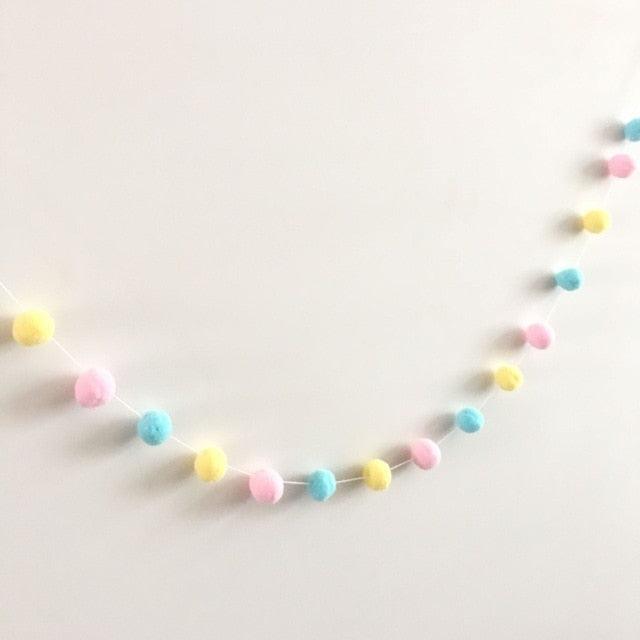 Felt Ball String Ornament Girls Room Decor Hair Ball Hanging Garland Handmade Pendant  For Nursery Decor Garland Pom Nordic Style Kids Decoration For Wall Christmas Tree Decoration