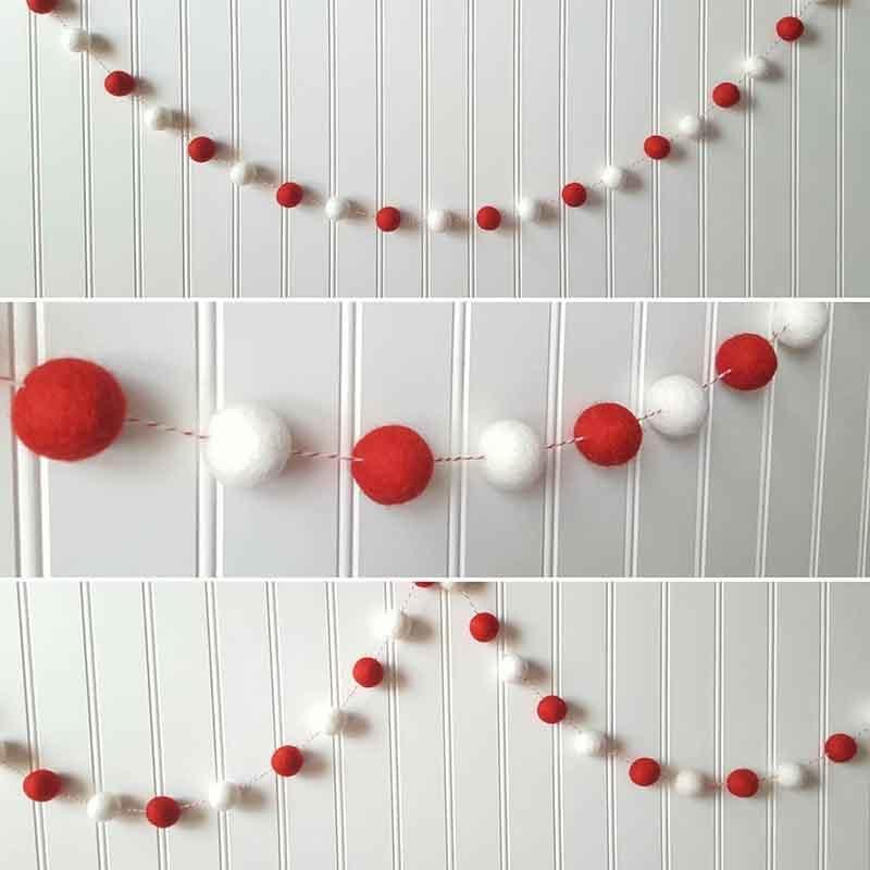 Felt Ball String Ornament Girls Room Decor Hair Ball Hanging Garland Handmade Pendant  For Nursery Decor Garland Pom Nordic Style Kids Decoration For Wall Christmas Tree Decoration