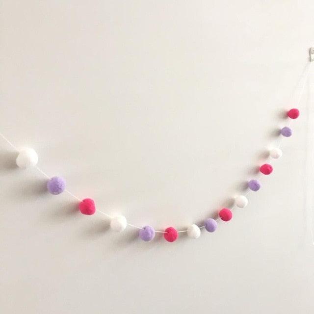 Felt Ball String Ornament Girls Room Decor Hair Ball Hanging Garland Handmade Pendant  For Nursery Decor Garland Pom Nordic Style Kids Decoration For Wall Christmas Tree Decoration