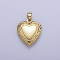 Gold Engraved Decorative Cravings Heart Love Locket Pendant For Valentines Romantic Jewelry | X-678