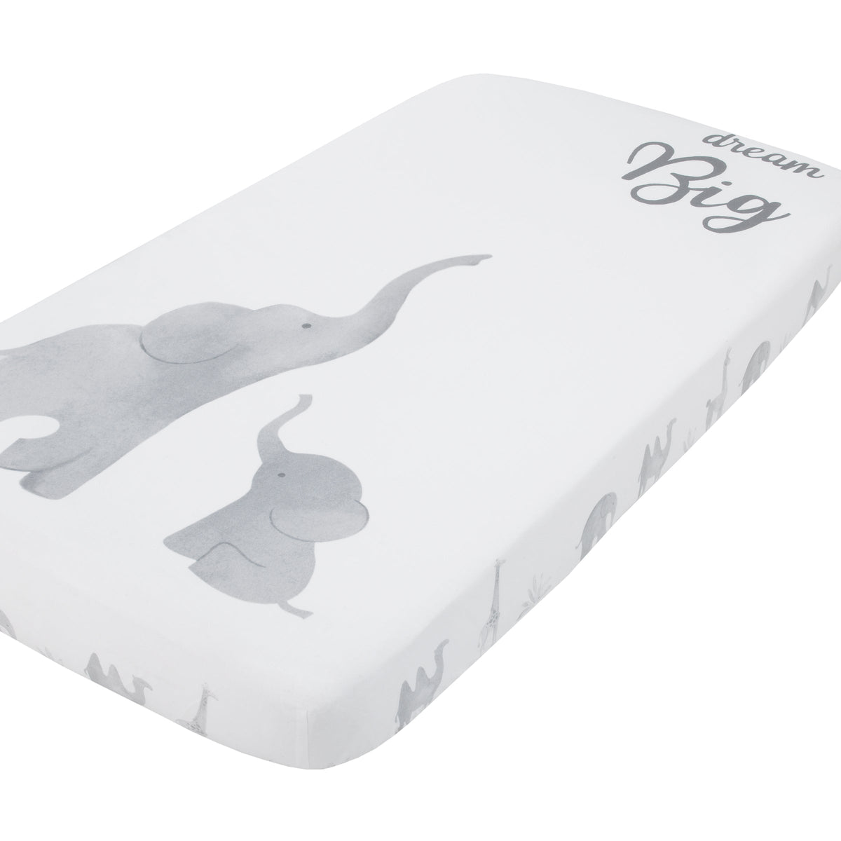 Elephant Tribe Grey and White 100% Cotton Photo Op Fitted Crib Sheet