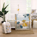 Lion King Blue, Green, Taupe and Gold Simba Future King 3 Piece Nursery Crib Bedding Set - Comforter, Cotton Fitted Crib Sheet, and Crib Skirt