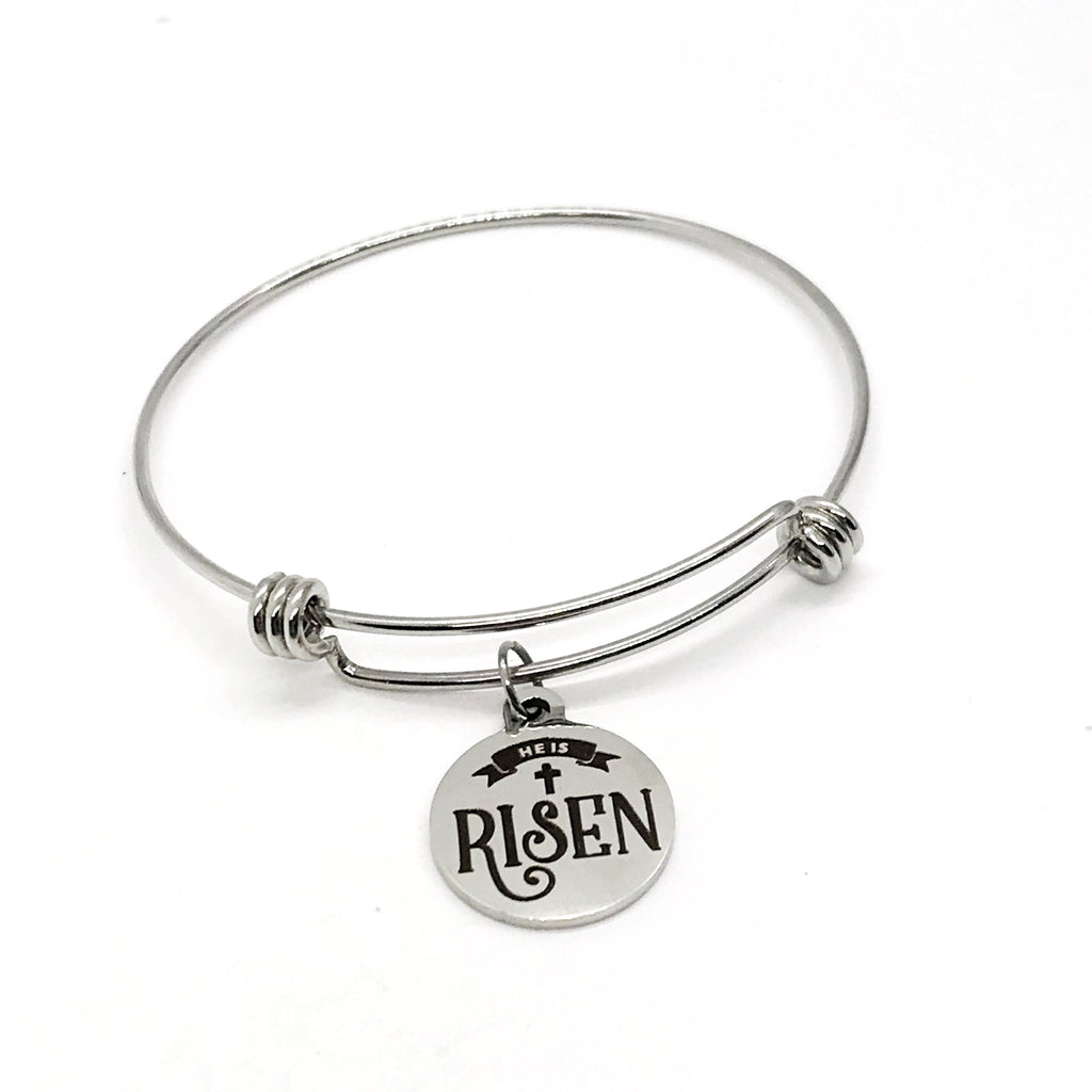 Easter Jewelry, He is Risen Bracelet, Charm Bracelet, Charm Bangle, Resurrection Gifts, Easter Basket Ideas, Christ Is Risen, Jesus Is Alive