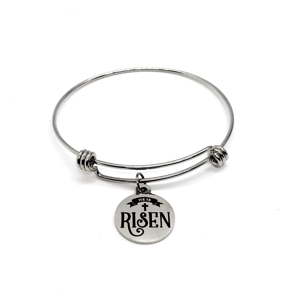 Easter Jewelry, He is Risen Bracelet, Charm Bracelet, Charm Bangle, Resurrection Gifts, Easter Basket Ideas, Christ Is Risen, Jesus Is Alive