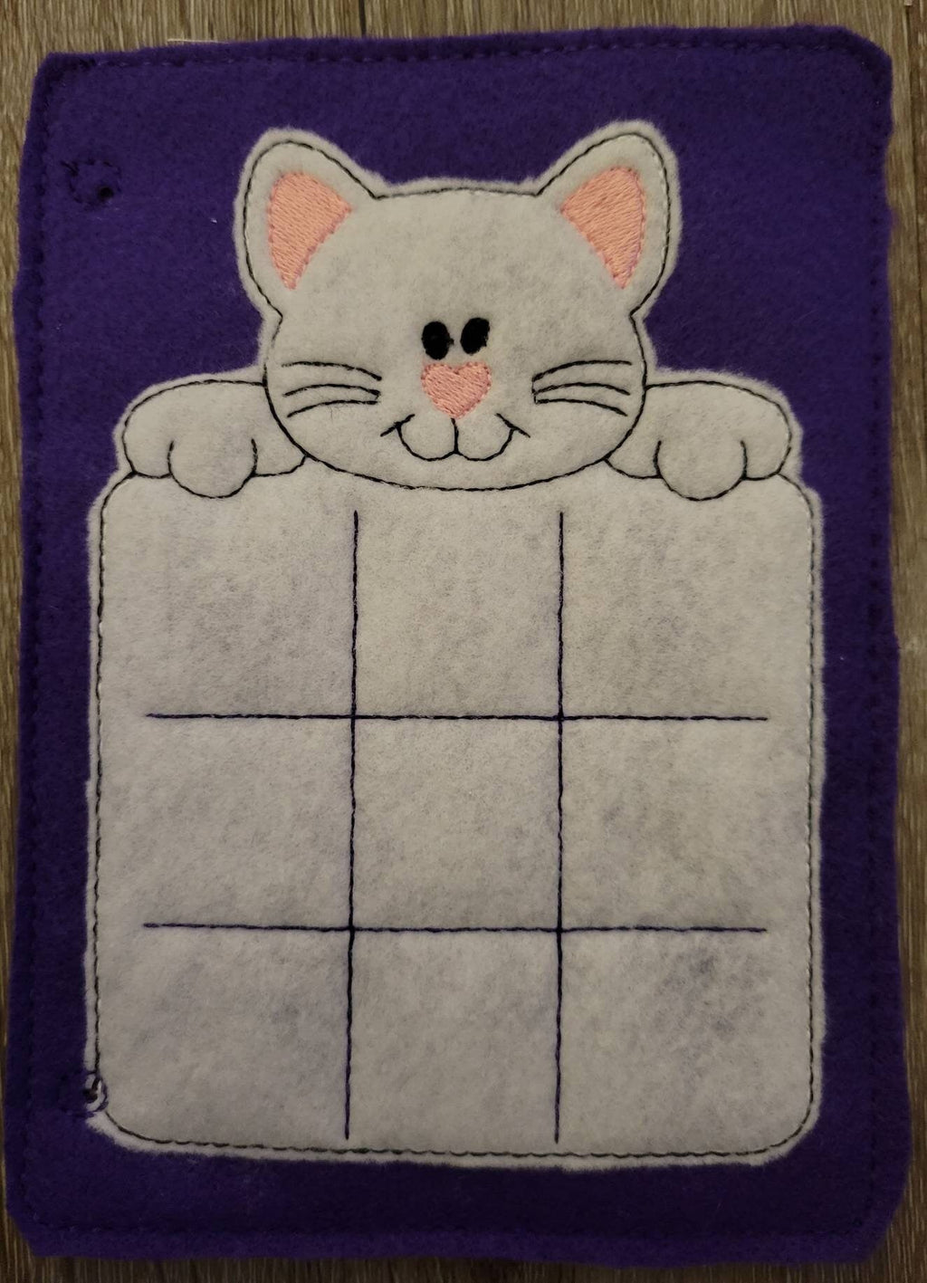 Cat Tic Tac Toe Game Board Quiet Book Page with mice and yarn ball pieces - birthday party favor - stocking stuffer - Classic Game