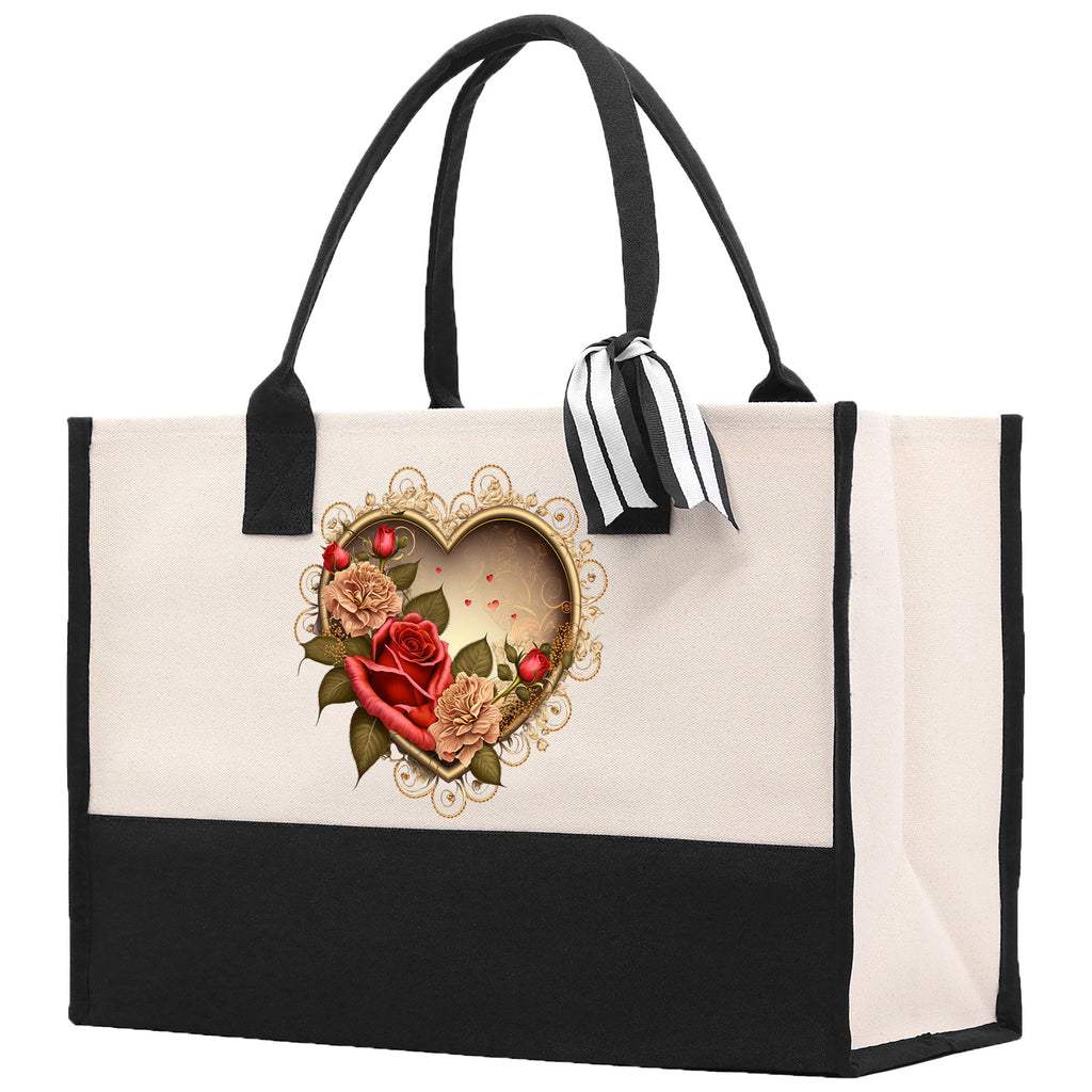 Heart Canvas Tote Bag Happy Valentines Day Gift for Her Love Tote Bag Lovers Gift Mother Day Gift Cute Valentines Gift