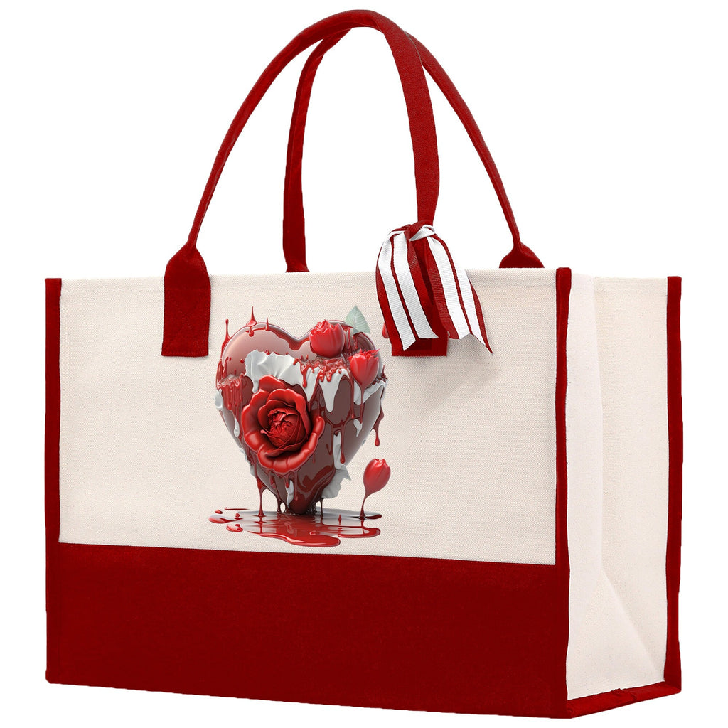 Heart Canvas Tote Bag Happy Valentines Day Gift for Her Love Tote Bag Lovers Gift Mother Day Gift Cute Valentines Gift