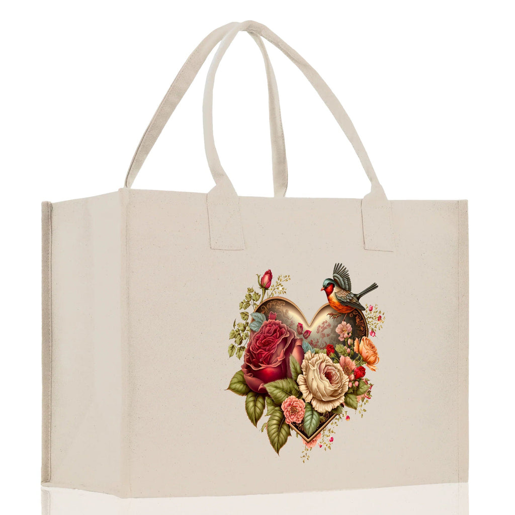 Heart Canvas Tote Bag Happy Valentines Day Gift for Her Love Tote Bag Lovers Gift Mother Day Gift Cute Valentines Gift