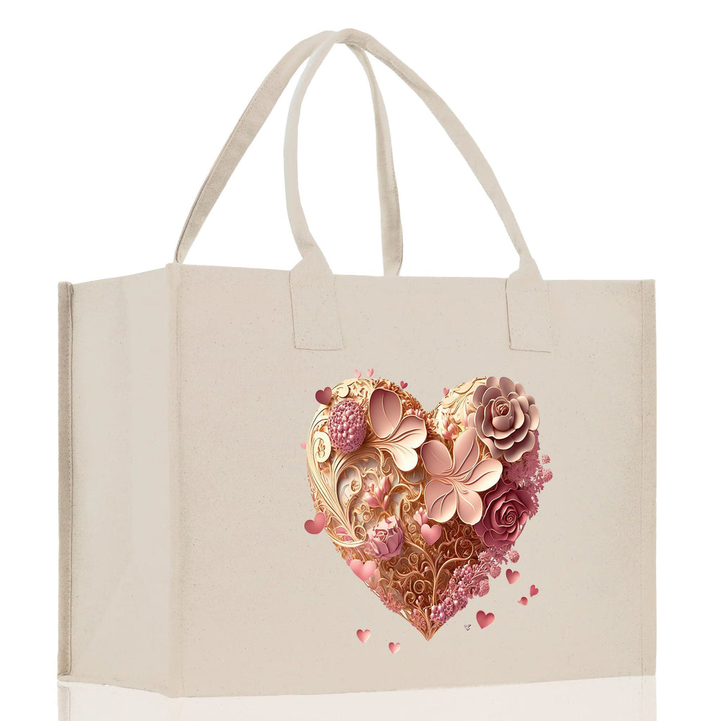 Heart Canvas Tote Bag Happy Valentines Day Gift for Her Love Tote Bag Lovers Gift Mother Day Gift Cute Valentines Gift
