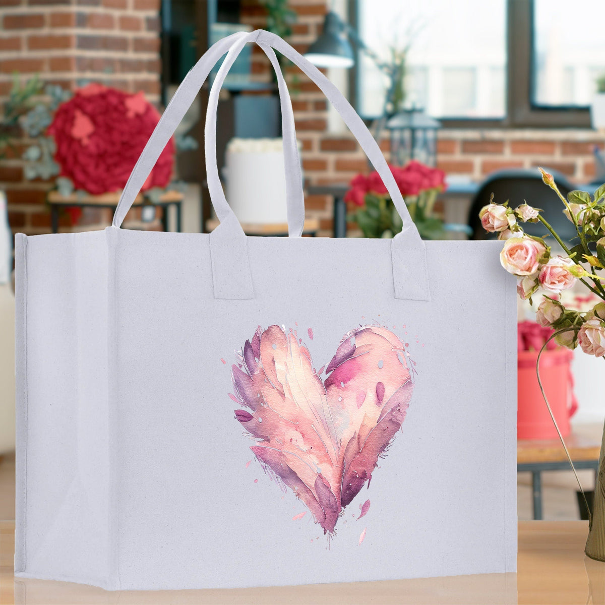 Heart Canvas Tote Bag Happy Valentines Day Gift for Her Love Tote Bag Lovers Gift Mother Day Gift Cute Valentines Gift
