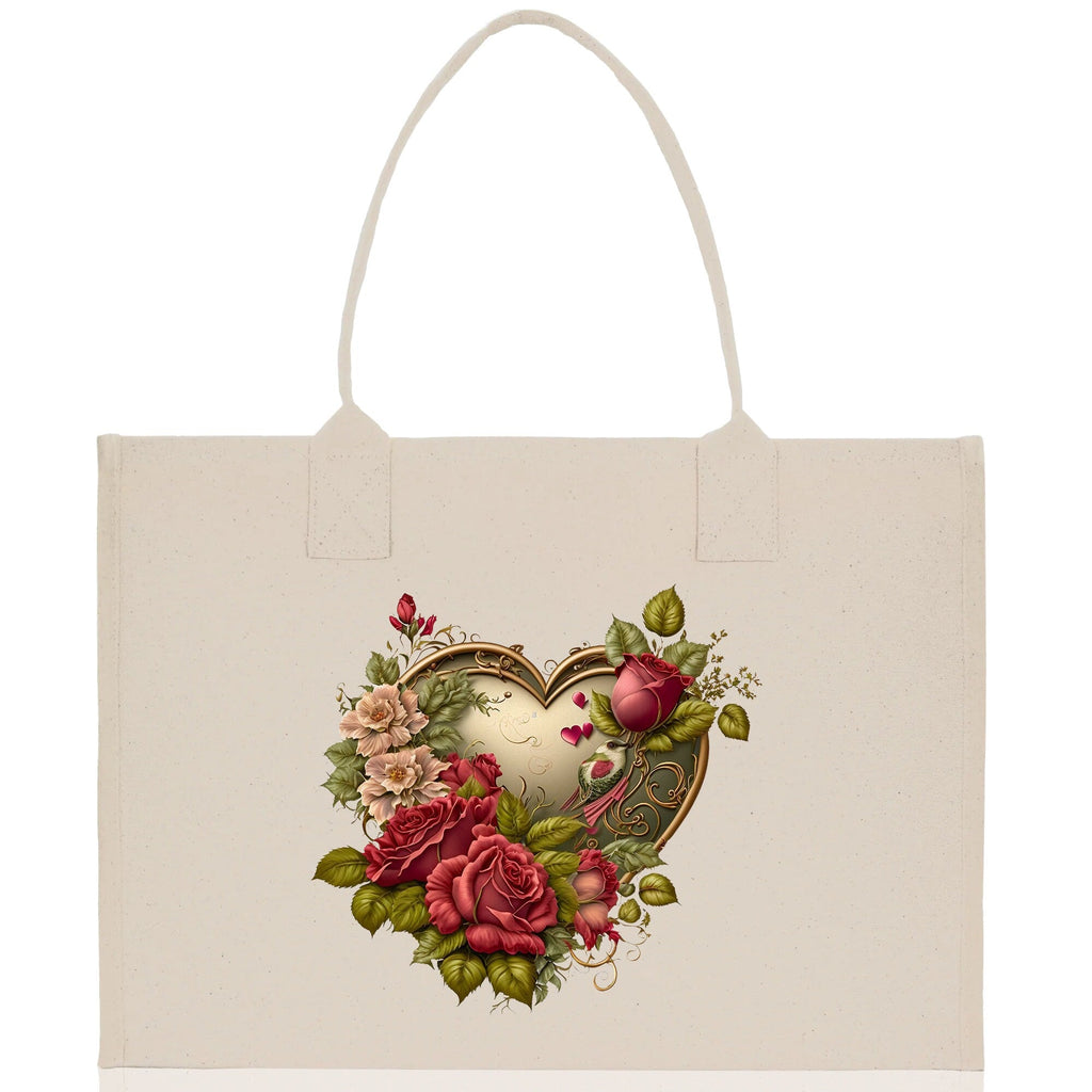 Heart Canvas Tote Bag Happy Valentines Day Gift for Her Love Tote Bag Lovers Gift Mother Day Gift Cute Valentines Gift