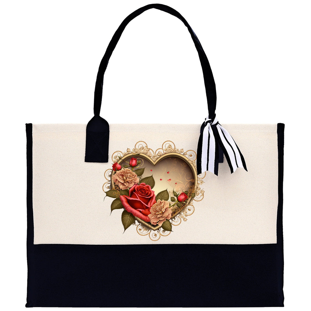Heart Canvas Tote Bag Happy Valentines Day Gift for Her Love Tote Bag Lovers Gift Mother Day Gift Cute Valentines Gift