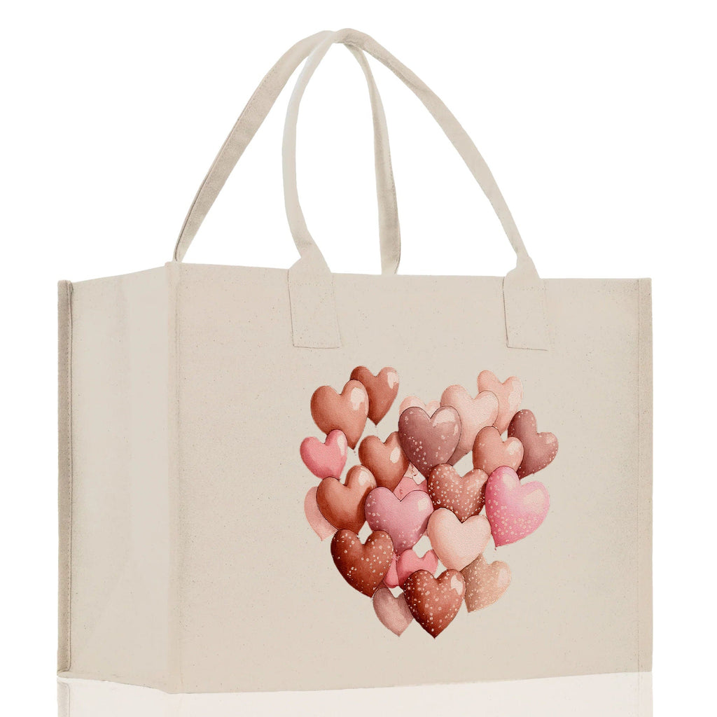 Heart Canvas Tote Bag Happy Valentines Day Gift for Her Love Tote Bag Lovers Gift Mother Day Gift Cute Valentines Gift
