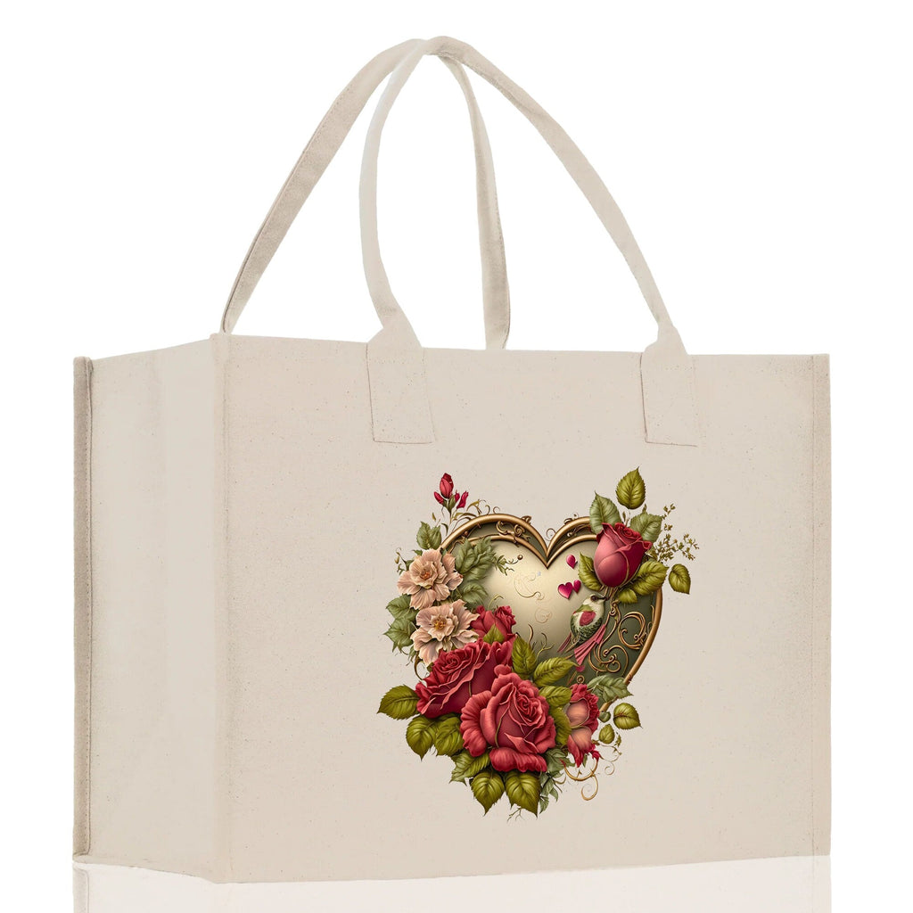 Heart Canvas Tote Bag Happy Valentines Day Gift for Her Love Tote Bag Lovers Gift Mother Day Gift Cute Valentines Gift