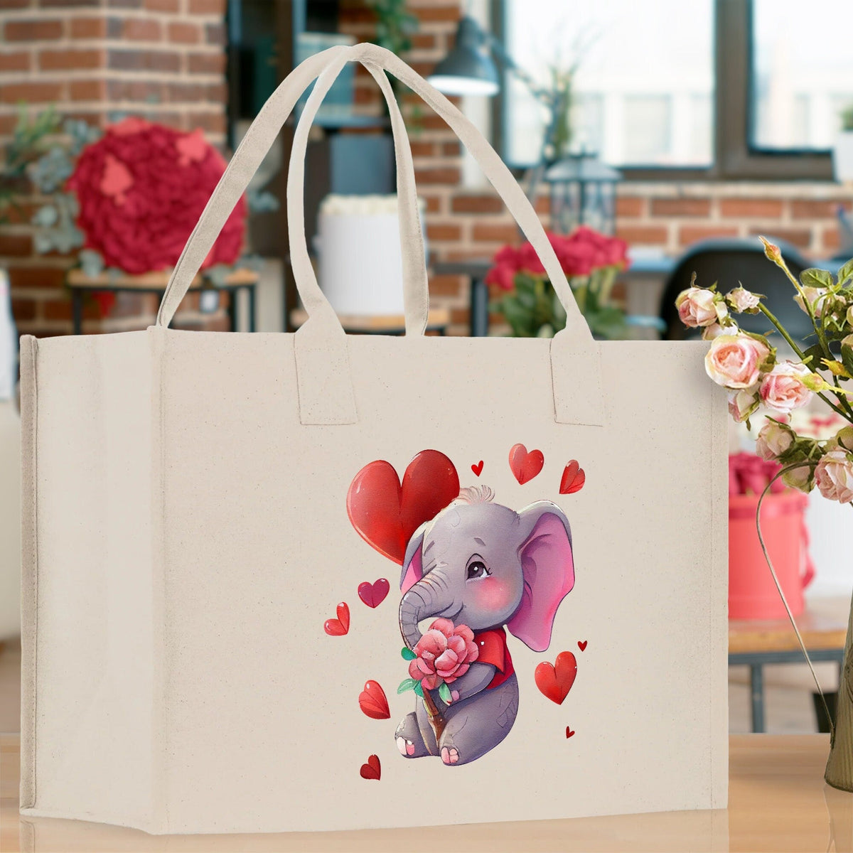 Heart Canvas Tote Bag Happy Valentines Day Gift for Her Love Tote Bag Lovers Gift Mother Day Gift Cute Valentines Gift